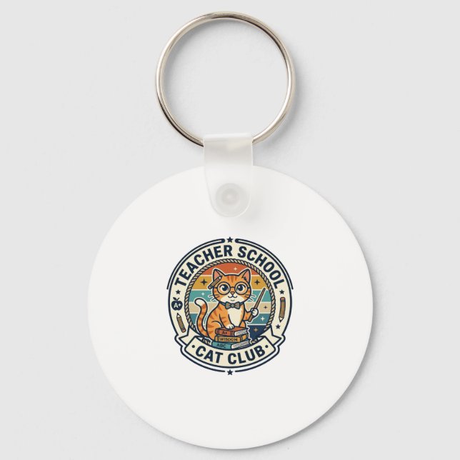 Teacher School Cat Cute Kitty Design - Teacher Sch Key Ring (Front)