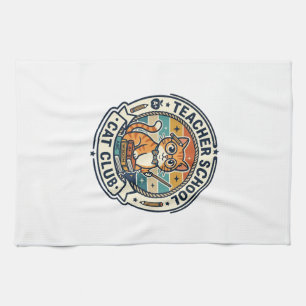 Teacher School Cat Cute Kitty Design - Teacher Sch Tea Towel