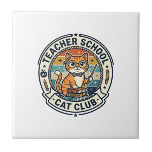 Teacher School Cat Cute Kitty Design - Teacher Sch Tile