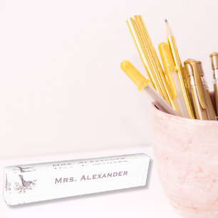 Teacher School Classroom Cute Unique Watercolor  Nameplate