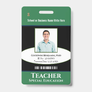 Teacher School Employee Photo Name Logo Custom  ID Badge