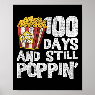 Teacher School Student Popcorn 100 Days Of School  Poster