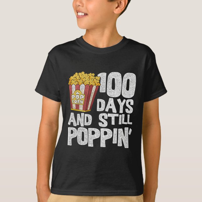 Teacher School Student Popcorn 100 Days Of School  T-Shirt (Front)