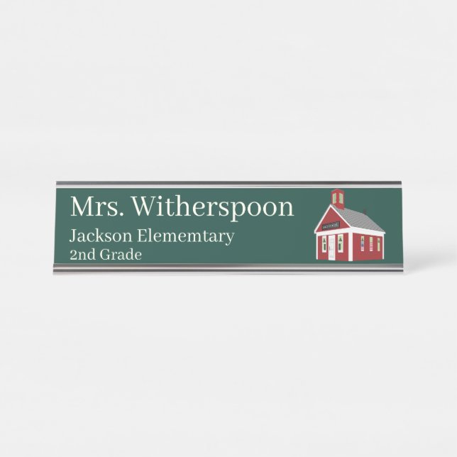 Teacher Schoolhouse Chalkboard Colour Name Plate (Front)