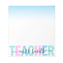 Teacher Script Name Pink Purple Aqua Ombre Colours