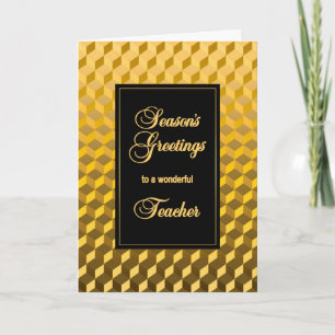 Teacher Seasons Greetings Golden Effect Holiday Card