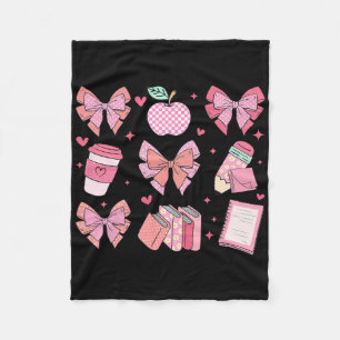 Teacher Shirt Coquette Bow Student Teacher Back To Fleece Blanket