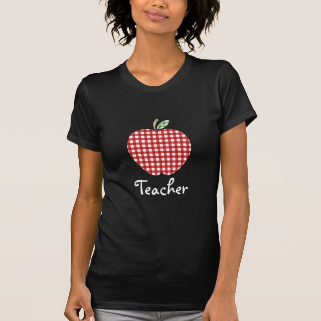 Teacher Shirt - Red Gingham Apple (Front)