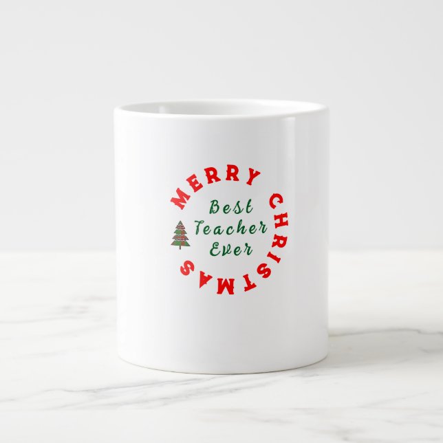 Teacher Simple Christmas Thank You Rainbow Gift Large Coffee Mug (Front)