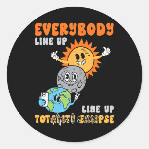 Teacher Solar Eclipse April 8 2024 Funny Cute Eart Classic Round Sticker