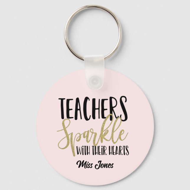 Teacher sparkle with their hearts key ring (Front)