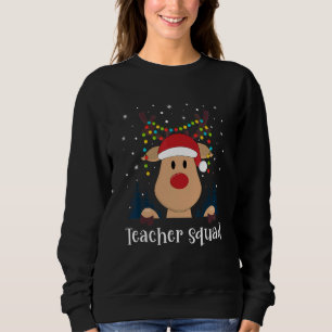 Teacher Squad Christmas Reindeer Lights Tree Xmas  Sweatshirt