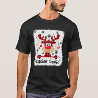 Teacher Squad Cute Red Plaid Reindeer Snow Lover C T-Shirt