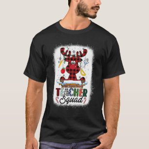 Teacher Squad Reindeer Bleached   Teacher Christma T-Shirt