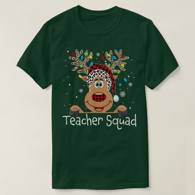 Teacher Squad Reindeer Funny Teacher Christmas Xma T-Shirt (Design Front)
