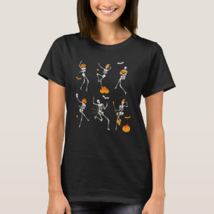 Teacher Squad Retro Halloween Skeleton Dance Pumpk T-Shirt