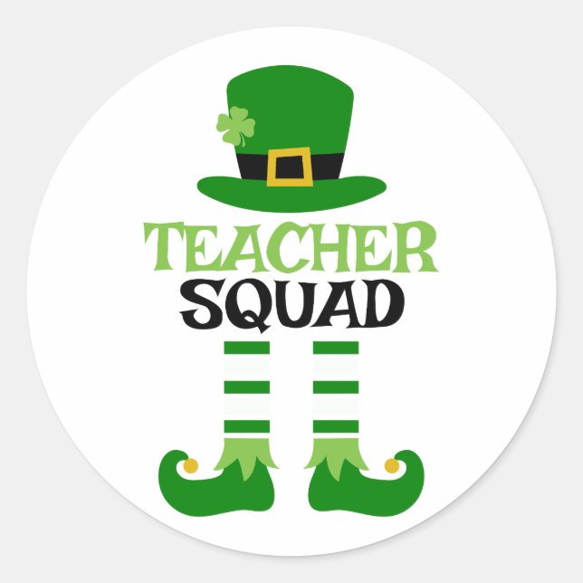 Teacher Squad St. Patrick’s Day Classic Round Sticker (Front)