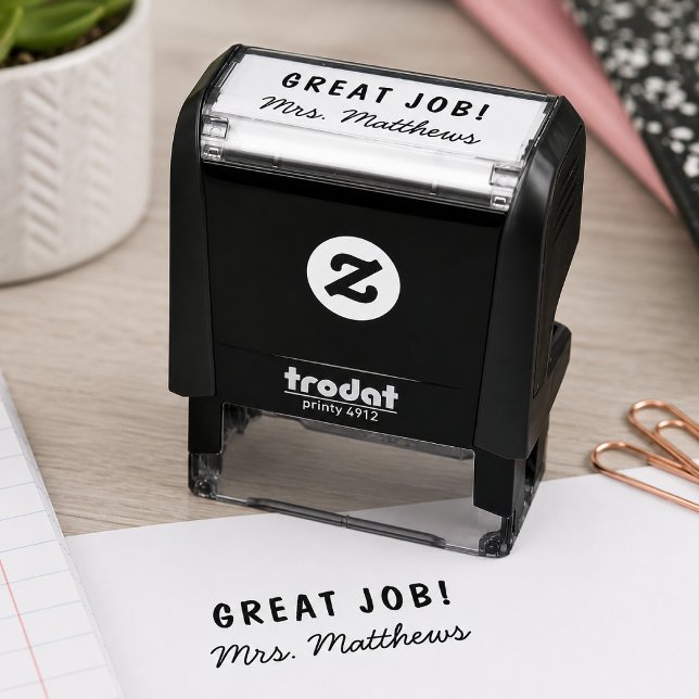 Teacher Stamp | Custom Great Job Classroom Tool (Custom classroom reward stamp with teacher name for grading, journals, and worksheets)