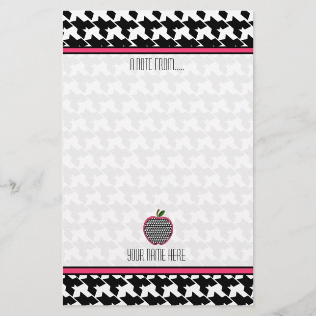 Teacher Stationery - Houndstooth Apple (Front)