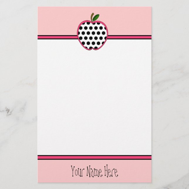Teacher Stationery - Polka Dot Apple (Front)