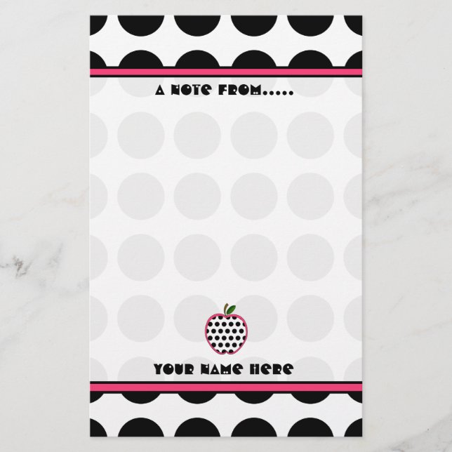 Teacher Stationery - Polka Dot Apple (Front)