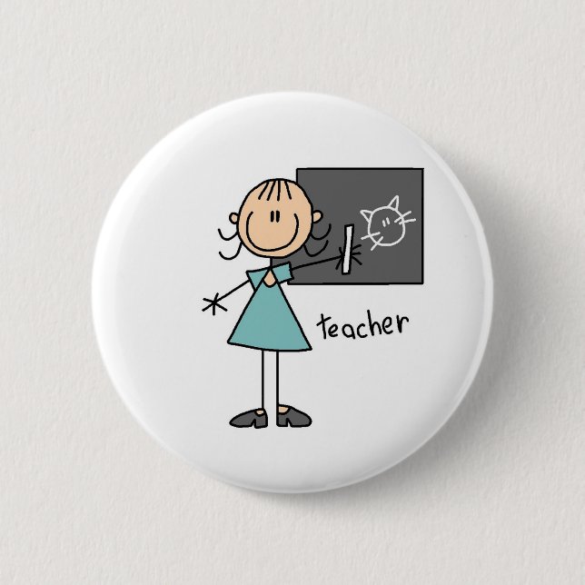 Teacher Stick Figure 6 Cm Round Badge (Front)