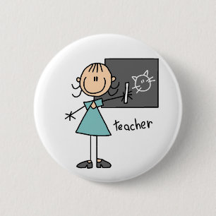Teacher Stick Figure Button