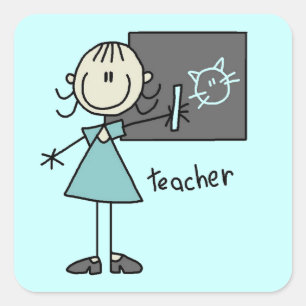 Teacher Stick Figure Square Sticker
