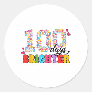 Teacher Student 100 Days Brighter Jewels 100th Day Classic Round Sticker