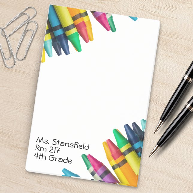 Teacher Student Crayon Elementary School Classroom Post-it Notes (white teacher crayon notepad)