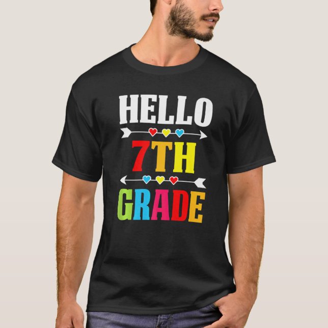 Teacher Student Hello 7th Grade  Back To School T-Shirt (Front)