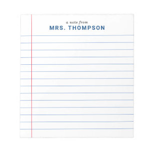 Teacher Student Notebook Lined Paper A Note From