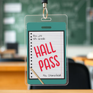 Teacher Student Paper Classroom Bathroom Hall Pass ID Badge