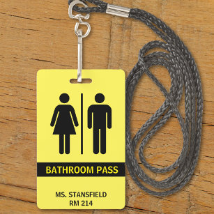 Teacher Student School Restroom Bathroom Pass ID Badge