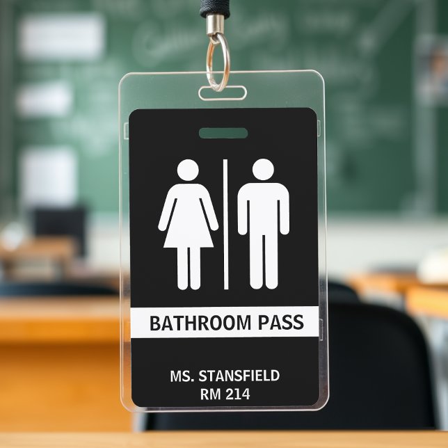 Teacher Student School Restroom Bathroom Pass ID Badge (Creator Uploaded)