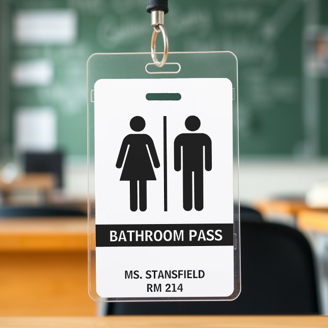 Teacher Student School Restroom Bathroom Pass ID Badge (Teacher Student School Restroom Bathroom Pass Badge
)