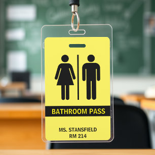 Teacher Student School Restroom Bathroom Pass ID Badge