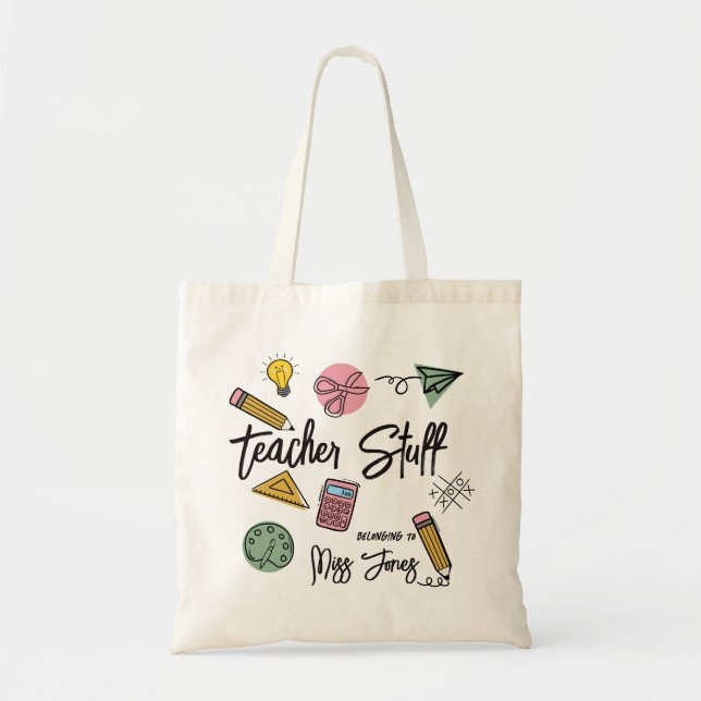 Teacher Stuff Personalised book bag (Front)
