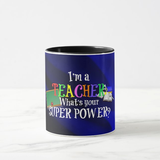 Teacher Super Power, Colourful Banner Mug (Center)