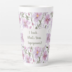 Teacher Superpower Floral Latte Mug
