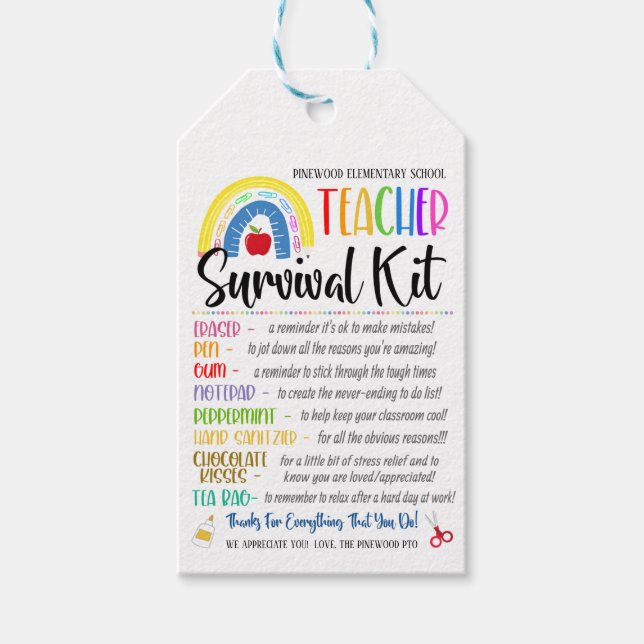 Teacher survival kit gift tag (Front)