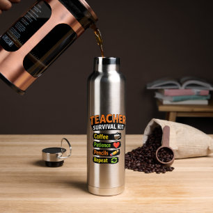 Teacher Survival Kit Stainless Steel Water Bottle
