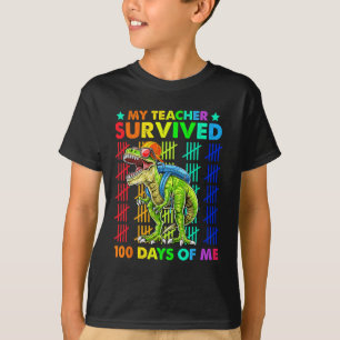 Teacher Survived 100 Days Of Me Dinosaur T-rex Boy T-Shirt