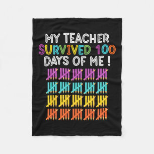 Teacher Survived 100 Days Of Me Fun School Teacher Fleece Blanket