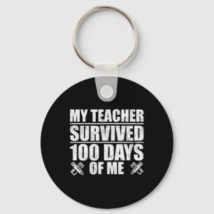Teacher Survived 100 Days Of Me Fun Student Key Ring