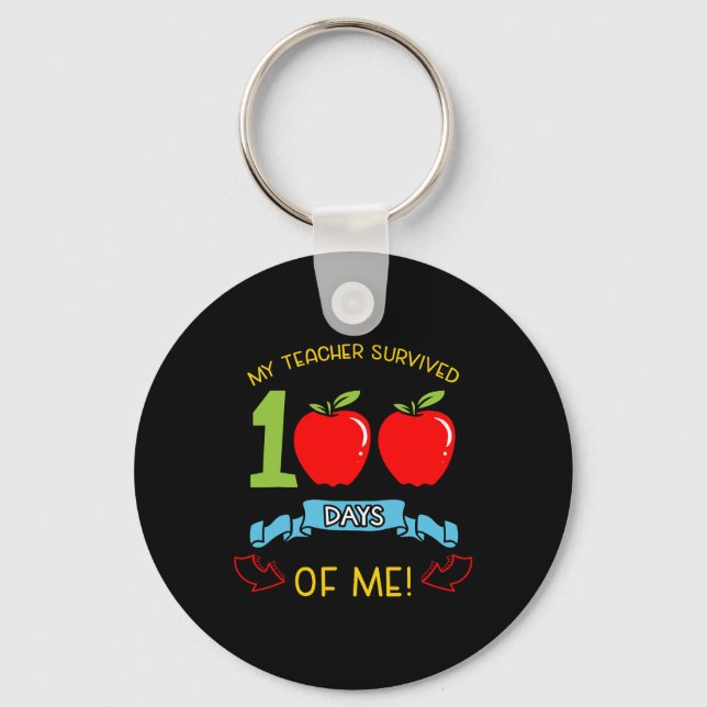 Teacher Survived 100 Days Of Me Kindergarten Stude Key Ring (Front)