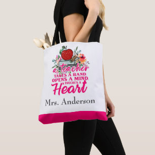 Teacher Takes Hand Personalised Gift For Teacher Tote Bag