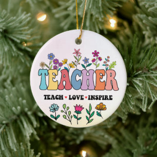 Teacher - Teach - Love - Inspire Ceramic Tree Decoration