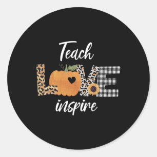 Teacher teach love inspire fall autumn pumpkin classic round sticker