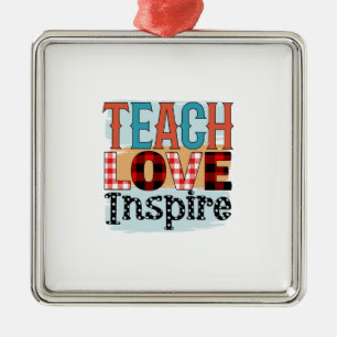 Teacher Teach Love Inspire Metal Tree Decoration